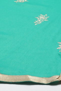 Turquoise Art Silk Straight Kurta Churidar Suit Set image number 3