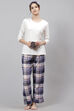 Off White Straight Cotton Three Piece Sleepwear Set image number 0