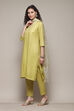 Lime Green LIVA Straight Kurta Pant Suit Set image number 5