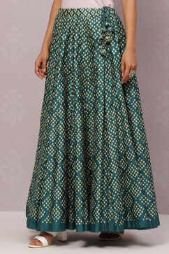 Teal Flared Cotton Skirts image number 3