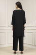 Black Solid Relaxed Straight Suit Set image number 4