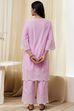 Pink Cotton Schiffli Straight Suit Set image number 4