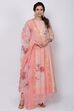 Peach Straight Kurta Churidar Suit Set image number 2