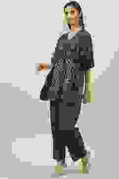 Navy Cotton Printed Kaftan Nightwear image number 3