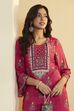 Green Viscose Rayon Straight Kurta Pants Set image number 1
