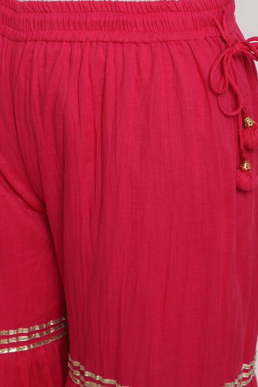 Fuchsia Cotton Sharara Pants image number 1