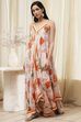 Beige Floral Printed Strappy Relaxed Maxi Dress image number 2