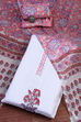 White and Pink Cotton Floral Hand Block Unstitched Suit Set image number 0