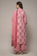 Salmon Cotton Straight Kurta Palazzo Suit Set image number 2