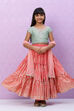 Green And Peach Straight Art Silk Girls Lehenga Set image number 0