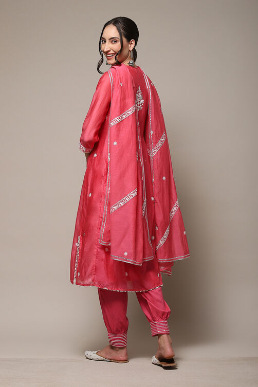 Sky Blue Cotton Blend Layered Kurta Salwar Suit Set image number 5