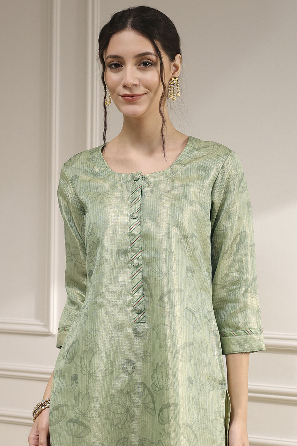 Pink Cotton Printed Unstitched Suit Set image number 2