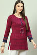 Blue Poly Metallic Straight Printed Kurti