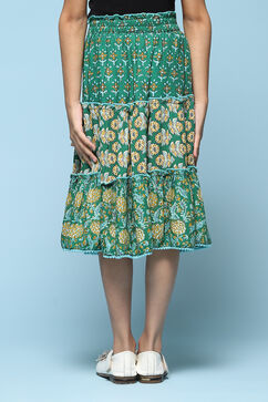 Green Rayon Printed Short Skirt image number 3