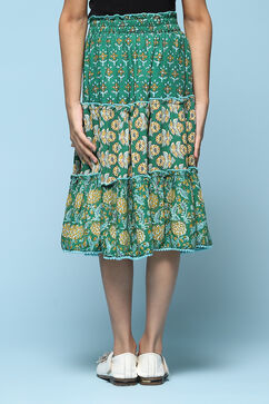 Green Rayon Printed Short Skirt image number 3