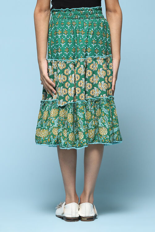 Green Rayon Printed Short Skirt image number 3