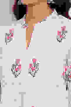 Ivory And Gold Cotton Anarkali Kurta Churidar Suit Set image number 1