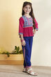 Pink Cotton Printed Gathered Kurta Pants Set image number 4