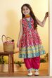 Pink Printed Tiered Cotton Kurta Set image number 0