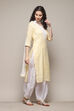 Yellow Cotton Blend Machine Embroidered Unstitched Suit Set image number 6