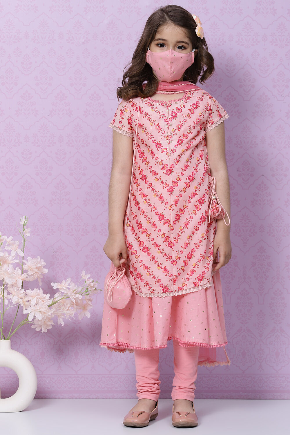 Pink Art Silk Straight Kurta Churidar Suit Set image number 8