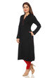 Black Straight Poly Cotton Printed Kurta image number 3