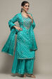 Blue Green Silk Blend Unstitched Suit set image number 7