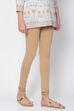 Camel Cotton Blend Solid Churidar image number 2