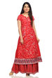 Red Poly Cotton A-Line Printed Kurta image number 0