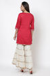 Pink And Ivory Cotton Kurta Garara Suit Set image number 4