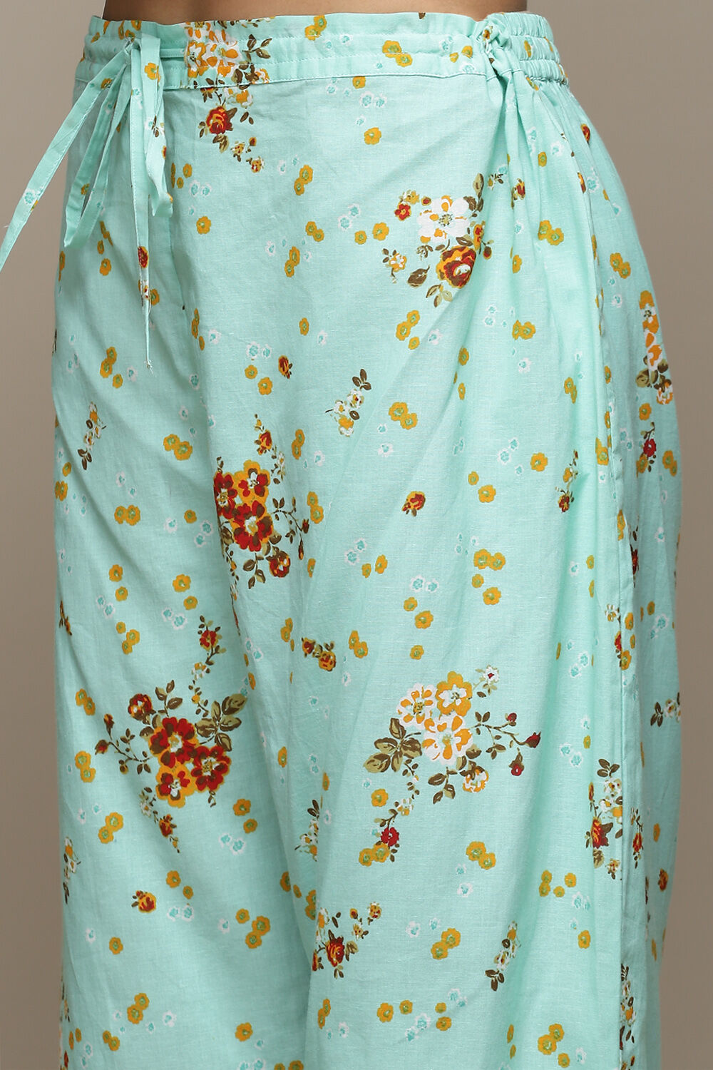 Yellow Cotton Straight Kurta Palazzo Suit Set image number 2