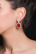 Red Stone And Faux Diamond Drop Earrings image number 1