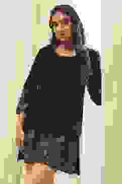 Black Daffodil Straight Printed Kurti image number 2