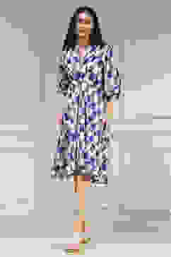 Indigo Cotton Flared Yarndyed Dress image number 5