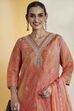 Orange Polyester Straight Printed Suit Set image number 1