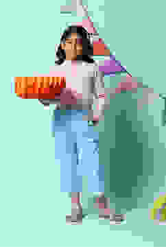 Blue Cotton Blend Capris image number 0