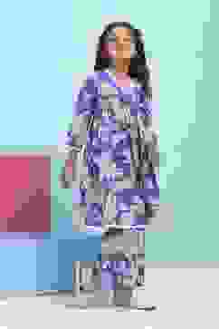 Blue Cotton Printed Gathered Suit Set image number 5