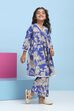 Blue Cotton Printed Gathered Suit Set image number 5