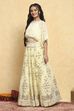 Neutral Polyester Embroidered Kalidar Lehenga Set image number 3