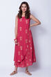 Coral Asymmetric Cotton And Viscose Printed Dress image number 0
