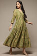 Green Cotton Blend Tiered Printed Dress