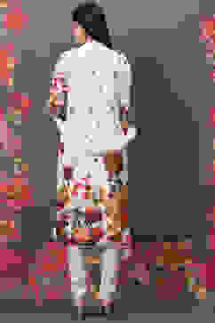 Rohit Bal Off White Cotton Silk Straight Printed Suit Set image number 4