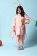 Pink Cotton Blend A-Line Kurta Sharara Suit Set