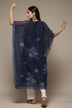 Indigo Cotton Blend Straight Printed Kurta image number 2