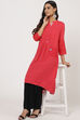 Pink Cotton A-Line Kurta image number 4