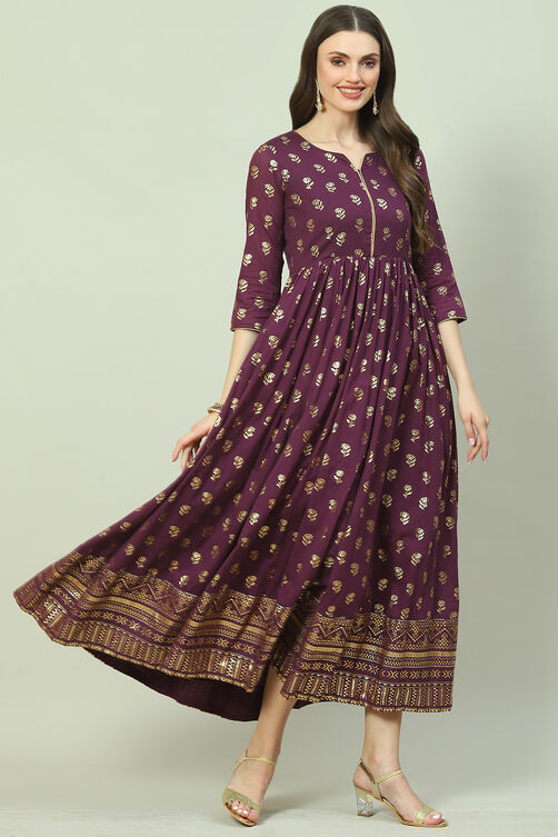 Wine Cotton Dress image number 0