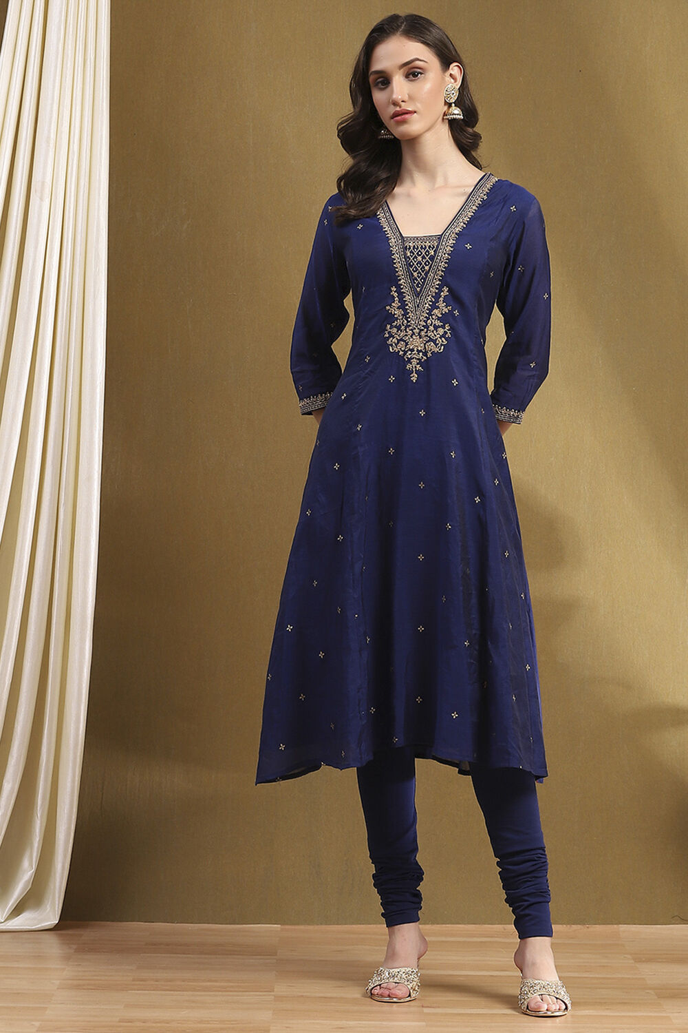 Red Embroidered Festive Kalidar Suit Set image number 6