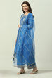 Blue Cotton Silk Straight Kurta Palazzo Suit Set image number 5