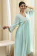 Aqua Embroidered Gathered Kurta image number 0