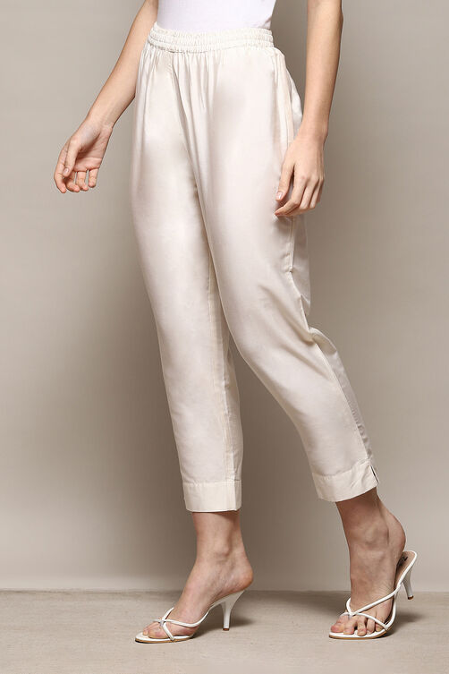 Dark Red Poly Viscose Slim Yarndyed Pants image number 2